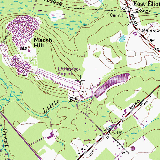Topographic Map of Littlebrook Air Park, ME
