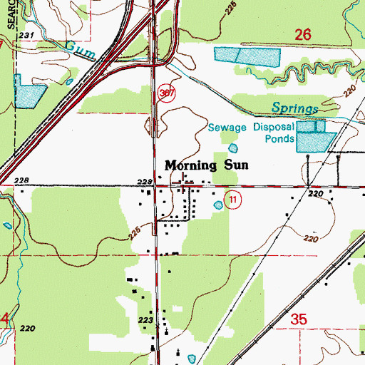 Topographic Map of Morning Sun, AR