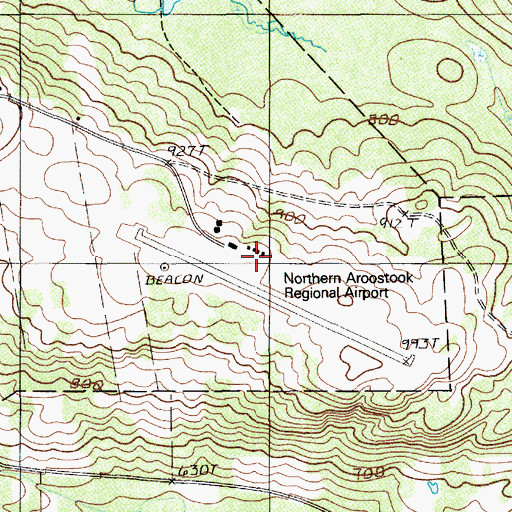 Topographic Map of Northern Aroostook Regional Airport, ME