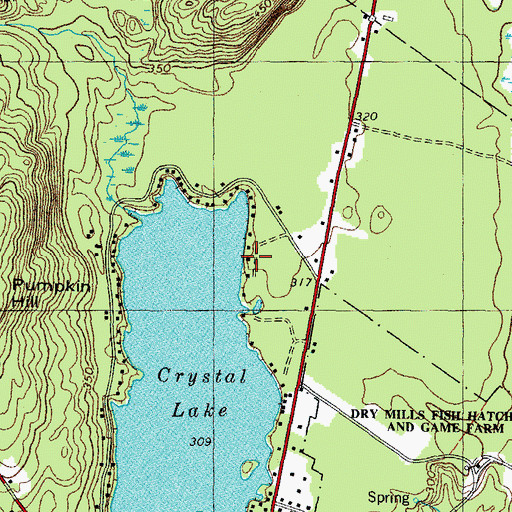 Topographic Map of Dry Pond Seaplane Base, ME