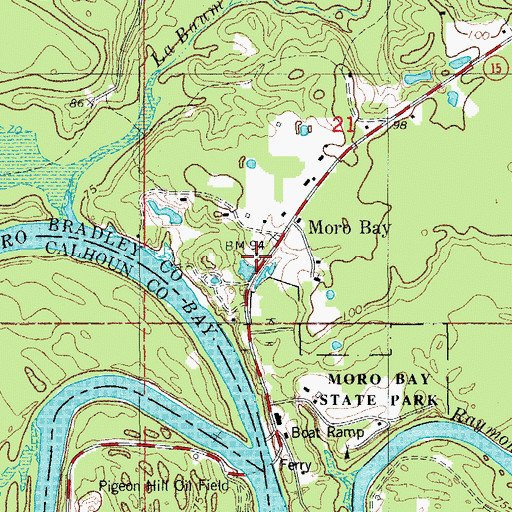 Topographic Map of Moro Bay, AR