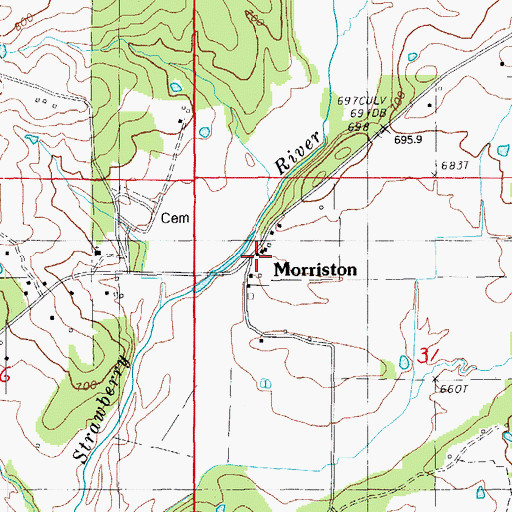 Topographic Map of Morriston, AR