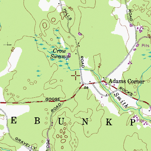 Topographic Map of Back Acres Airport, ME