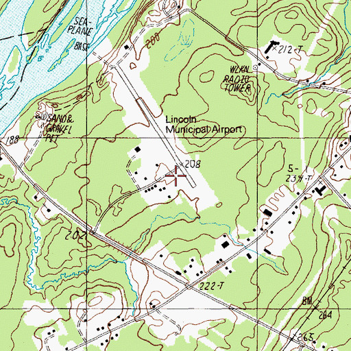 Topographic Map of Lincoln Regional Airport, ME