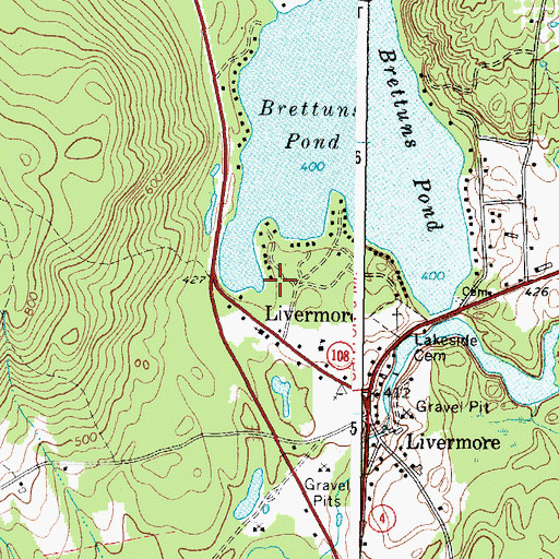 Topographic Map of Brettuns Pond Seaplane Base, ME