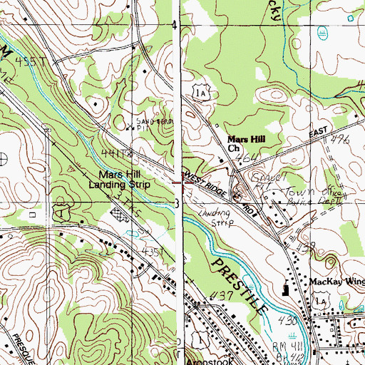 Topographic Map of Mars Hill Airport, ME