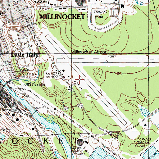 Topographic Map of Millinocket Municipal Airport, ME