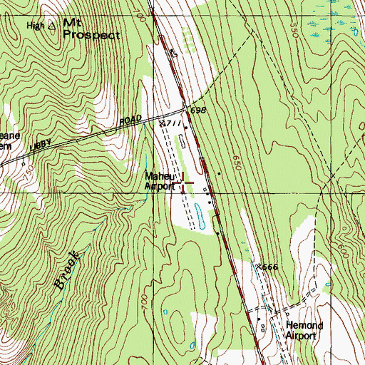 Topographic Map of Maheu Airport (historical), ME