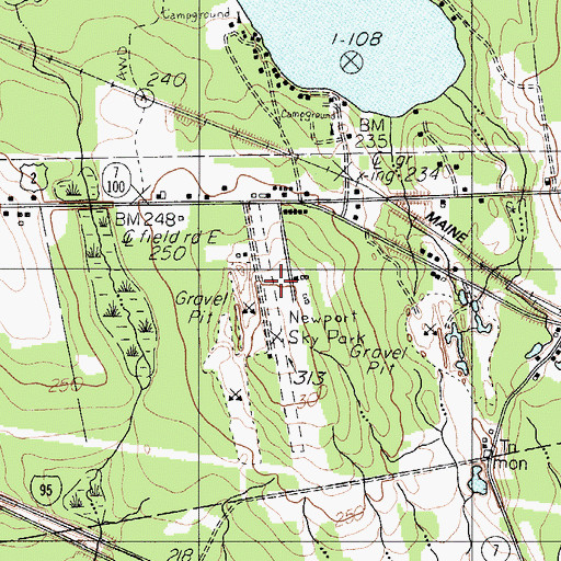 Topographic Map of Newport Sky Park, ME