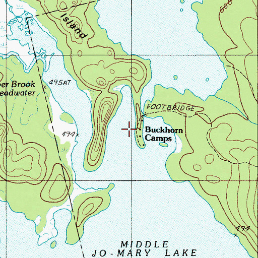 Topographic Map of Buckhorn Camps Seaplane Base, ME