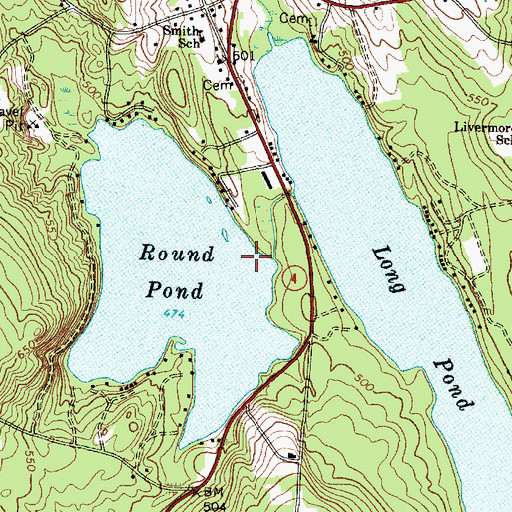 Topographic Map of Long Pond Seaplane Base, ME