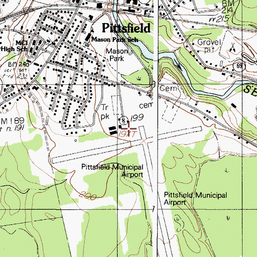 Topographic Map of Pittsfield Municipal Airport, ME
