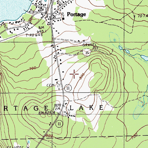 Topographic Map of Allen St Peter Memorial Airport, ME