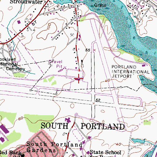 Topographic Map of Portland International Jetport, ME