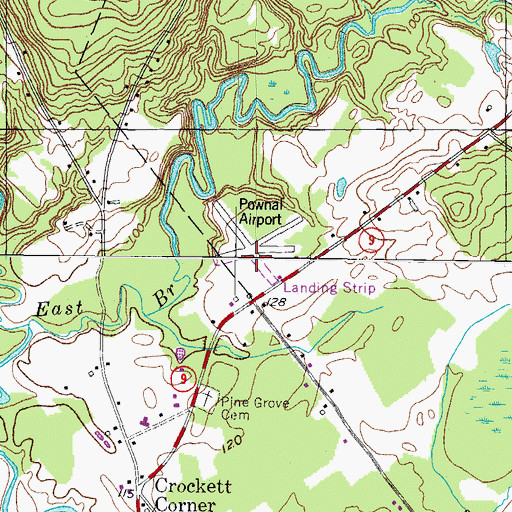 Topographic Map of Pownal Airport (historical), ME