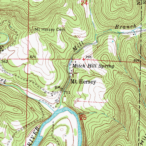 Topographic Map of Mount Hersey, AR