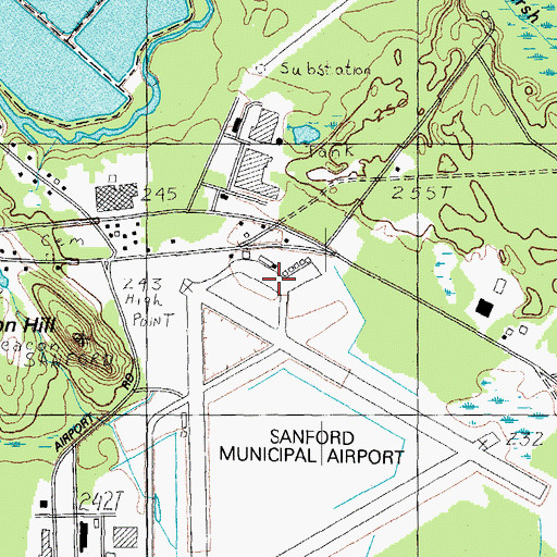 Topographic Map of Sanford Seacoast Regional Airport, ME