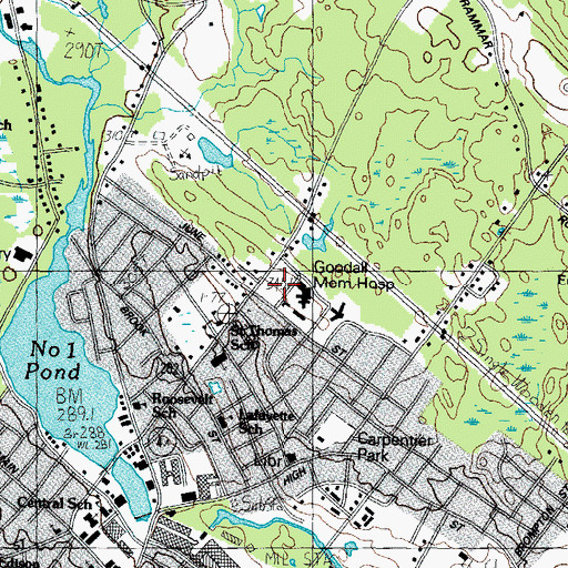 Topographic Map of Goodall Hospital Heliport, ME