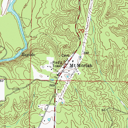 Topographic Map of Mount Moriah, AR
