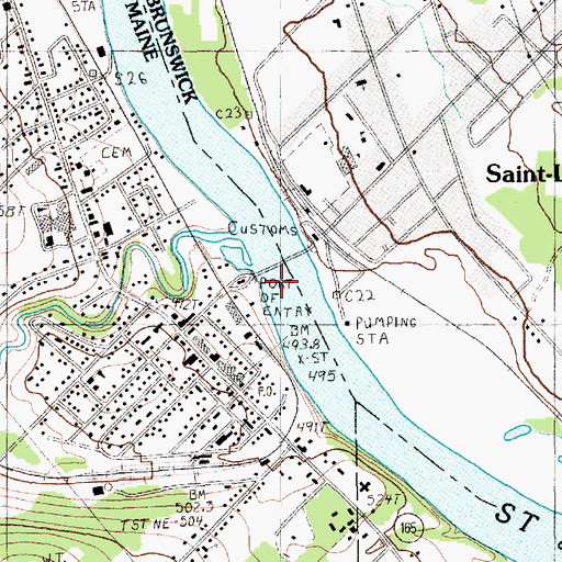 Topographic Map of Van Buren Seaplane Base, ME