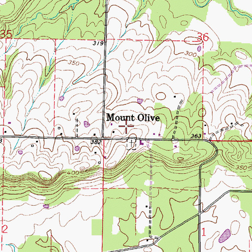 Topographic Map of Mount Olive, AR