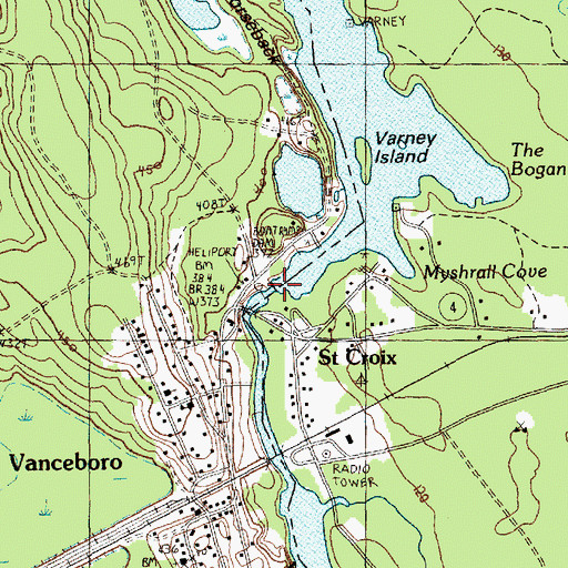 Topographic Map of Vanceboro Heliport, ME