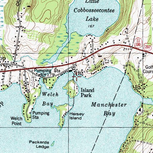 Topographic Map of Lakeside Marina Seaplane Base, ME