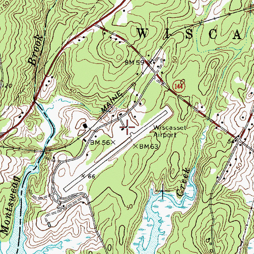 Topographic Map of Wiscasset Airport, ME