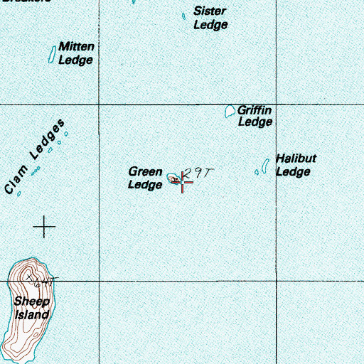Topographic Map of Green Ledge, ME