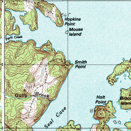 Topographic Map of Smith Point, ME
