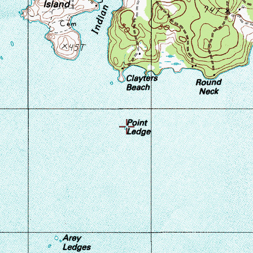 Topographic Map of Point Ledge, ME