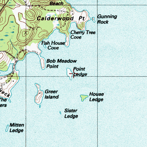 Topographic Map of Point Ledge, ME
