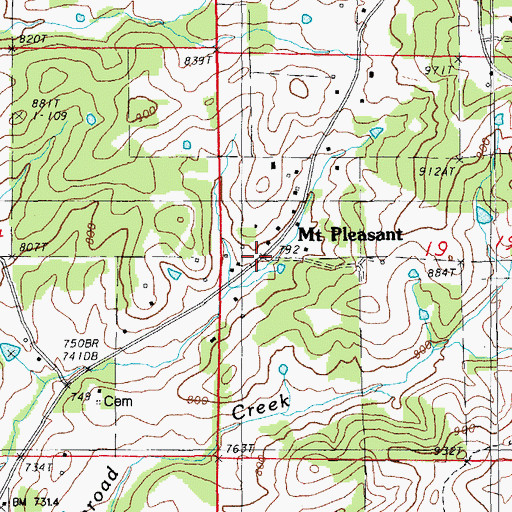 Topographic Map of Mount Pleasant, AR