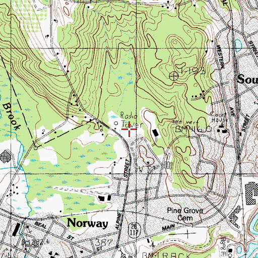 Topographic Map of WKTQ-AM (South Paris), ME