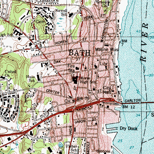 Topographic Map of WMOS-FM (Bath), ME
