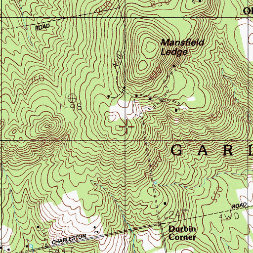 Topographic Map of WQCB-FM (Brewer), ME