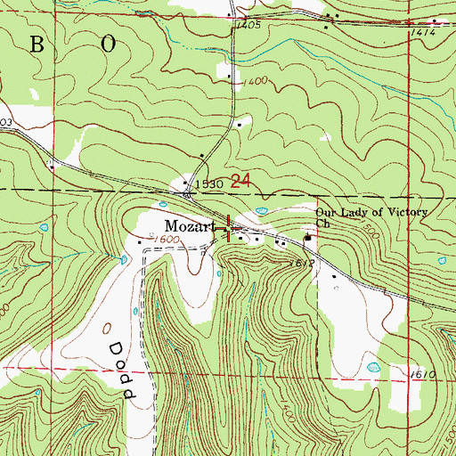 Topographic Map of Mozart, AR
