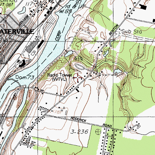 Topographic Map of WEBB-FM (Waterville), ME