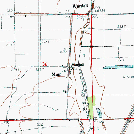 Topographic Map of Muir, AR