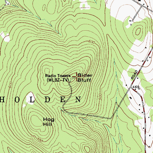 Topographic Map of WLBZ-TV (Bangor), ME