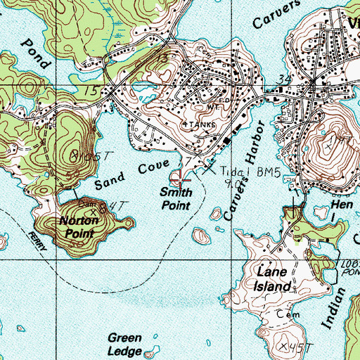 Topographic Map of Smith Point, ME