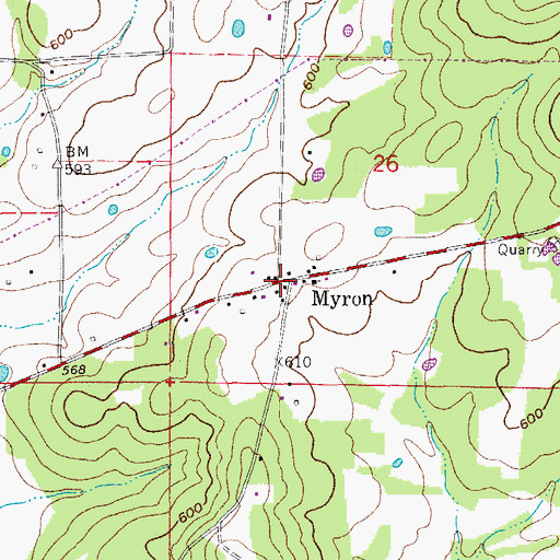 Topographic Map of Myron, AR