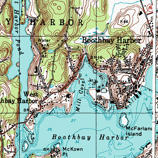 Topographic Map of Town of Boothbay Harbor, ME
