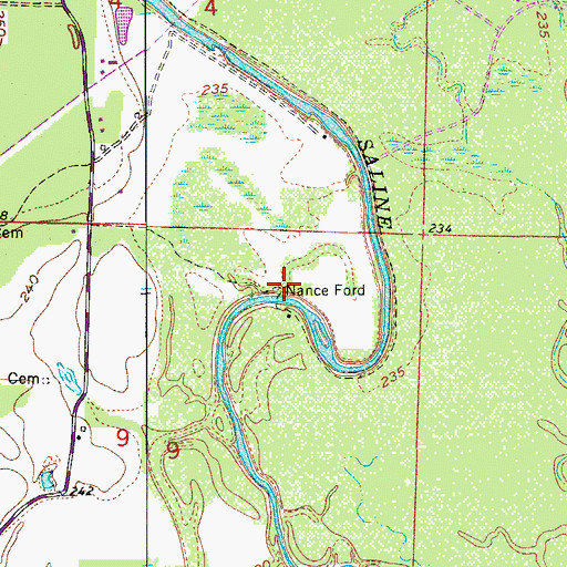 Topographic Map of Nance Ford, AR