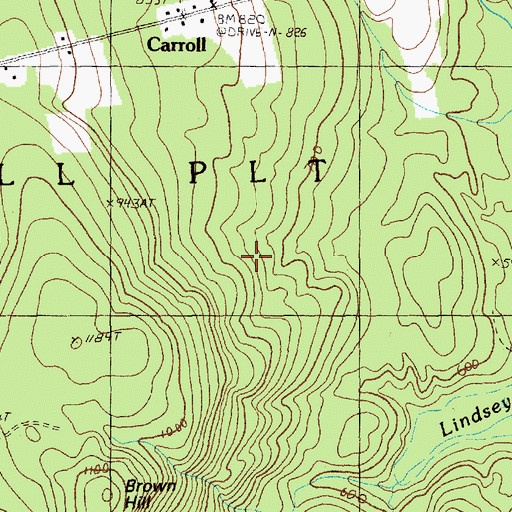 Topographic Map of Plantation of Carroll, ME