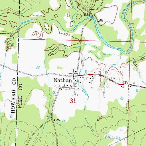 Topographic Map of Nathan, AR