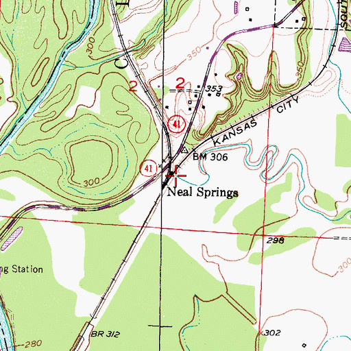 Topographic Map of Neal Springs, AR
