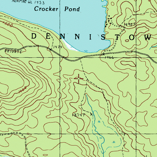 Topographic Map of Plantation of Dennistown, ME