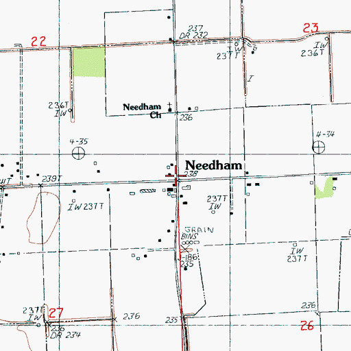 Topographic Map of Needham, AR