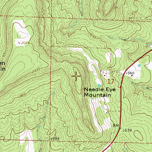 Topographic Map of Needle Eye Mountain, AR